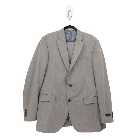 Ted Baker Men 44 L Long Jay CT Suit Brown Trim Fit Wool Flat Front Trousers FLAW - Picture 1 of 13